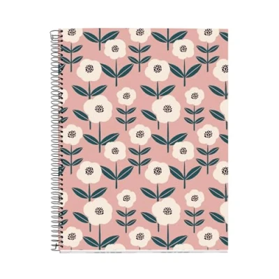 Imagen de Miquelrius Cuaderno A4 (210 x 297 mm), 100 Hojas cuadriculadas de 70 g/m², Cubierta cartón rígido, 4 Bandas color, Espiral, taladros, cuadriculado, Papelería bonita, Rosa