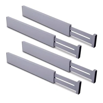 Imagen de Utoplike Separadores de cajones bambú grandes, organizadores cocina grises, ajustables, con resorte, funciona en tocador, baño, dormitorio, escritorio, 4 piezas