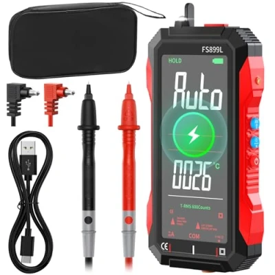 Imagen de Multímetro Digital Profesional Tester Recargable 6000 Conteos Inteligente Auto Rango TRMS, para Corriente CA/CC, Voltaje Resistencia, Frecuencia, Capacitancia, Continuidad, Diodos