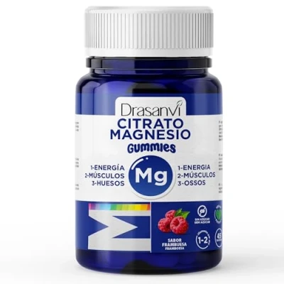 Imagen de DRASANVI gominolas DE CITRATO Magnesio Para el cansancio y la fatiga Articulaciones fuertes Sabor Frambuesa Sin Azúcar 45 = días Gummies