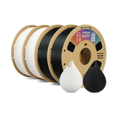 Imagen de Aperture PLA Filamento 1,75 mm, 4 kg bobina (8,8 lbs) 3D Drucker Filamento, precisión dimensional +/ 0,02 mm (negro, 1 kg*2 + blanco kg*2)