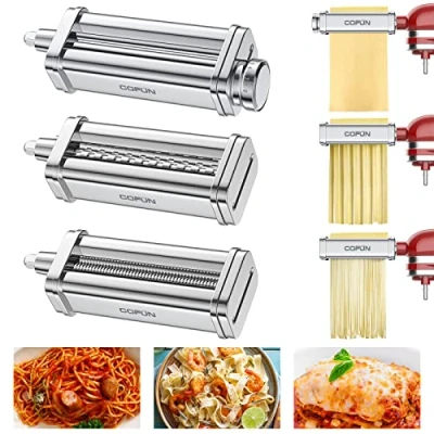 Imagen de Accesorio para Pasta Kitchenaid Robot de Cocina, Accesorios la máquina 3 en 1 Pasta, COFUN Rodillo Hojas Cortador Espaguetis Fettuccinea