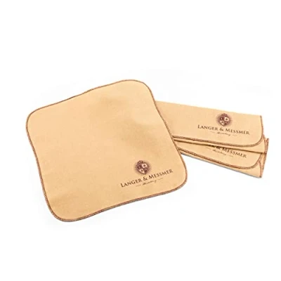 Imagen de Langer &amp; Messmer paños de pulido para cuero liso algodón 100% en un práctico juego el paño cuidado profesional del calzado (Burdeos Beige)