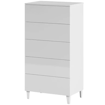 Imagen de Habitdesign Comoda 5 Cajones, Sinfonier Dormitorio, Modelo Loft, Acabado en Color Blanco Brillo, Medidas: 61 cm (Ancho) x 117 (Alto) 40 (Fondo)
