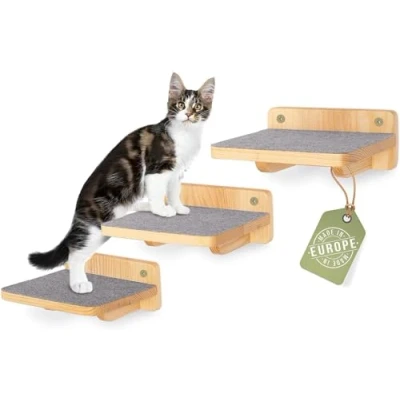 Imagen de WOOWOOD® pared de escalada para gatos, juego 3 escaleras escalada, escalera escalar en la pared, XL