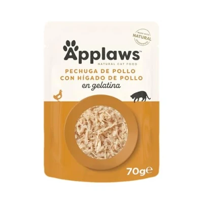 Imagen de Applaws Bolsa de Comida para Gatos Pollo con hígado en gelatina, 16 x 70 Mascotas, no Aplica, g (Paquete 16), 1120