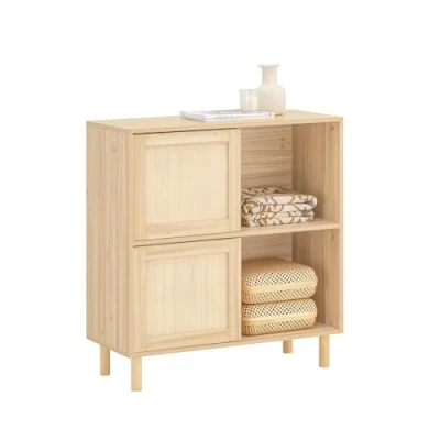 Imagen de SoBuy Aparador Recibidor con Puerta Corrediza Armario de Almacenamiento Mueble para Entrada 2 Estantes 80 x 35 87 cm Madera FSB87 N ES