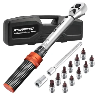 Imagen de ATsafepro Llave Dinamometrica 1/4 inch 5 25 Nm, Bicicleta y Moto Set, dos Direcciones Ajustables, Chave Dinamométrica 72 Dientes, 1/4&#039;&#039; Varilla de Extensión Tuerca Torx