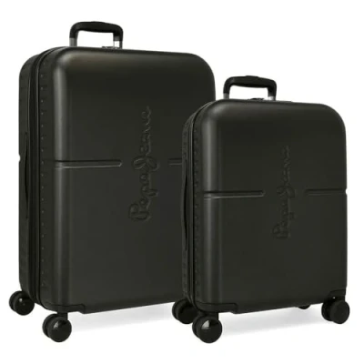 Imagen de Pepe Jeans Highlight Juego de maletas Negro 55/70 cms Rígida ABS Cierre TSA integrado 116L 7,54 kgs 4 Ruedas dobles Equipaje Mano