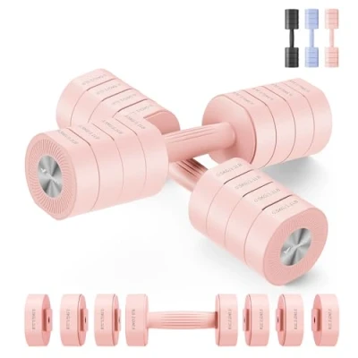 Imagen de Merach Mancuernas 2 en 1, Pesas y Ajustables Antideslizantes, 1 4KG Pesos Fitness, Kit Mancuernas, Juego de para Musculación Fitness Gimnasio Casa Rosa