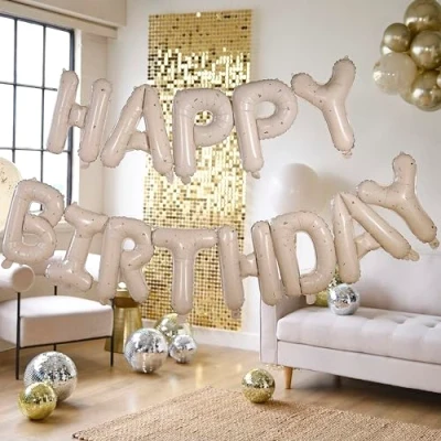 Imagen de Ginger Ray Guirnalda de globos papel aluminio con lunares dorados, decoración fiesta, incluye cordel 3 m
