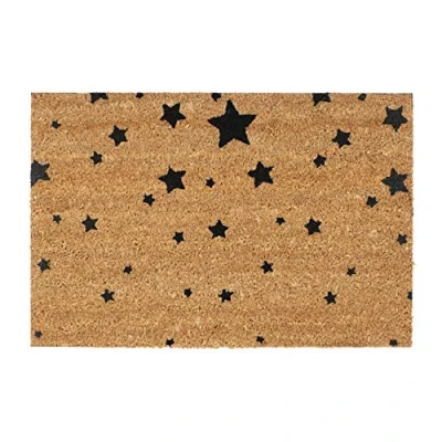 Imagen de Relaxdays Felpudo para la Entrada, Estrellas, 40 x 60 cm, Fibra de Coco y PVC, Antideslizante, Color Negro, 1,5 cm