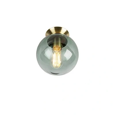Imagen de QAZQA Art Déco Plafón Dèco latón cristal verde PALLON/Acero Esfera Adecuado para LED Max. 1 x 25 Watt