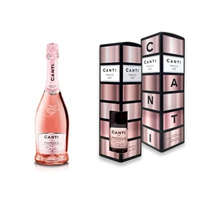 Imagen de Canti Prosecco D.O.C. Millesimato, Vino Espumoso Rosado Extra Seco 11%, Estuche Regalo, Uva Glera y Pinot Noir de Veneto, Sabor Fresco Dulce, 1x750 ml