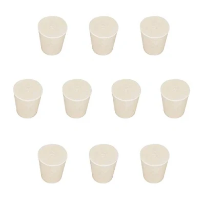 Imagen de stonylab Tapones de Goma Sólida, 10 Paquete 5# 21mm x 28mm 31mm Blanco Sello Lab, Adapta a Todos los Matraces Erlenmeyer stonylab/Labasics