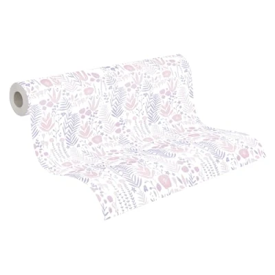 Imagen de A.S. Création Papel Pintado Floral para Habitaciones Infantiles en Morado, Rosa y Blanco de Pared Diferentes Espacios 10,05 m x 0,53