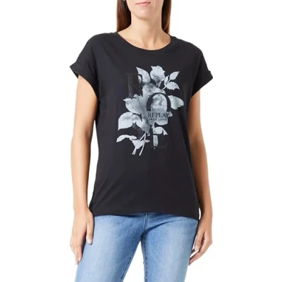 Imagen de REPLAY W3005a Camiseta, 098 Negro, S para Mujer