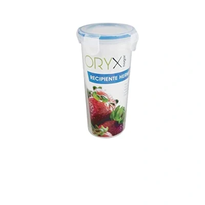 Imagen de ORYX Vaso Recipiente Hermetico Medidor Plastico Redondo 600 ml. Ø 9x18.5 (Alt.) cm.