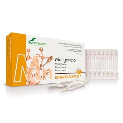 Imagen de Soria Natural Diatonato 1 Manganeso Suplemento a Base de en Ampollas Favorece Huesos y Tejidos Conectivos Ayuda al Metabolismo Caja con 28 2 ml