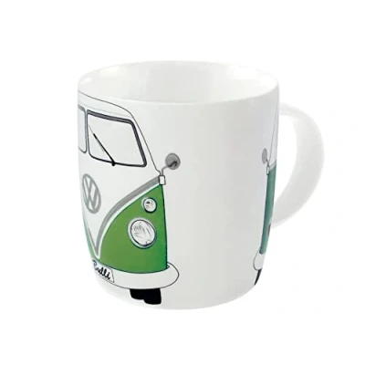 Imagen de BRISA VW Collection Volkswagen Taza grande de cerámica para cafété o cappuccino T1 Camper Bus (Frontal del Bus/Verde)