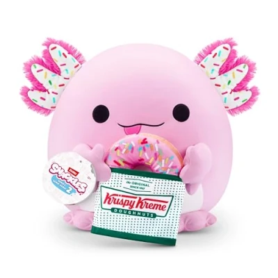 Imagen de Snackles Serie 2 de 40 cm ZURU muñeco blandito y achuchable Peluche con Accesorio Snack Marca Licencia, Axolotl (Krispy Kreme)