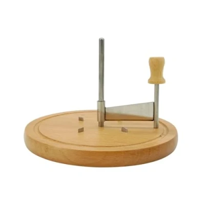 Imagen de Fackelmann 56773 Chrol para queso con tapa de madera, rebozuelos cabeza monje, corte giratorio, acero inoxidable, 22 x 12,5 cm