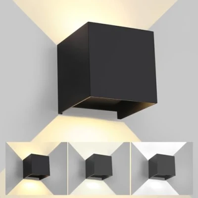 Imagen de FUPE LED Aplique de Pared exterior Interior luz ajustable 3 Colores Lámparas Moderno Negro 15W IP65 Impermeable Apliques cuadrada aluminio Ángulo 11CM