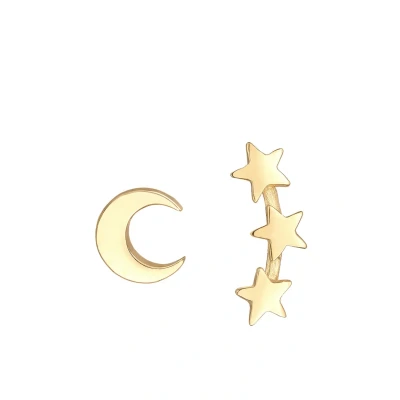 Imagen de Elli pendientes Mujeres de botón media luna estrella mezcla en plata ley 925