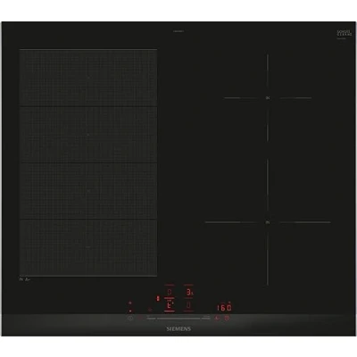 Imagen de Siemens EX675HEC1E iQ700 Placa de inducción inteligente, 60 cm, color negro, con marco, varioinducción, TouchSlider, sensor asado Pro, sin riesgo quemaduras