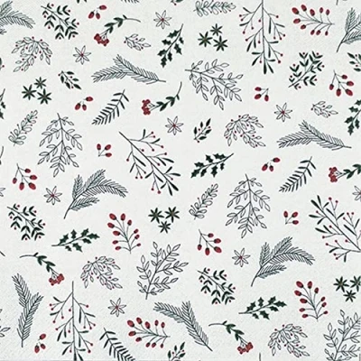 Imagen de 20 servilletas de ramitas y bayas mini gris invierno Navidad decoración mesa decoupage servillet