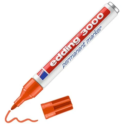 Imagen de edding 3000 marcador permanente naranja 10 rotuladores punta redonda 1,5 3 mm indeleble de secado rápido resistente al agua y a los borrones cartón, plástico, madera, metal universal