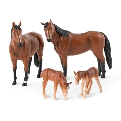 Imagen de Terra by Battat Juguete Estatuilla Familia Cuarto Caballo Animales de Granero Quarter Horse Family, Color marrón/a, 4 Piece Set (Branford AN2822Z)