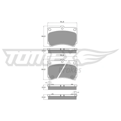 Imagen de TOMEX brakes TX 10 91 Juego de pastillas freno Eje delantero con avisador acústico desgaste MAZDA: FAMILIA 4, Demio Wagon, 323 C IV Hatchback