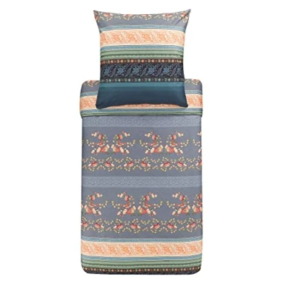 Imagen de Bassetti Juego de Ropa Cama Orosei G1 algodón, satén mako en Color Gris, 2 Piezas con Cremallera, 200 cm x cm, 80 9323455