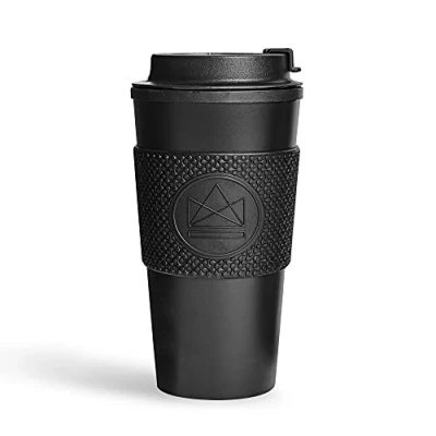 Imagen de Neon Kactus Vaso Térmico para Café con Doble Capa, Taza Térmica Reutilizable Tapadera Estanca y Funda de Silicona Apta Uso Alimentario, Termo Viaje sin Derrames, Reciclable, 473 ml
