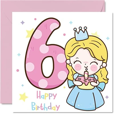 Imagen de tarjeta de cumpleaños número 6 para niña, hadas mágicas, feliz niña años, tarjetas ella, felicitación 145 mm x