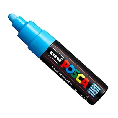 Imagen de Uni Posca PC 7M Rotuladores de pintura (tamaño grande, 4,5 a 5,5 mm, 15 colores) azul claro