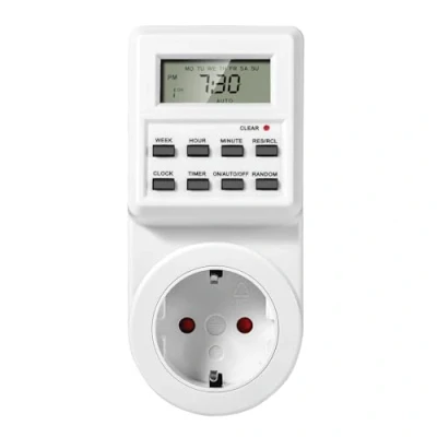Imagen de Vinabo Temporizador Enchufe Digital Programable, Toma programable de Ciclo Alternativo y repetitivo, Cuenta Regresiva, con LCD, Ahorro Electricidad