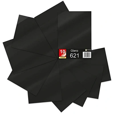 Imagen de Finest Folia Juego de 10 hojas DIN A4 Película para plotter 621/631 autoadhesiva vinilo corte, bricolaje, pegatinas y etiquetado 29,7 x 21 cm (negro mate)