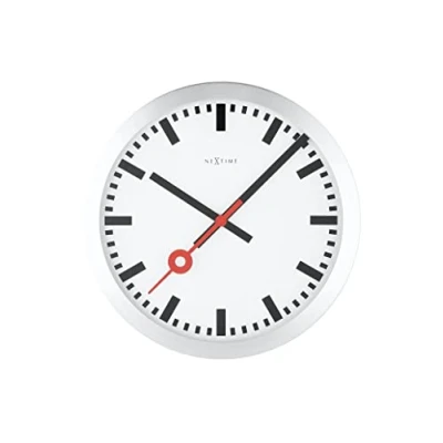 Imagen de NeXtime Reloj de pared o mesa &quot;STATION&quot;, muy silencioso, redondo, blanco, ø 19 cm