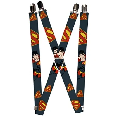 Imagen de Buckle Down Tirantes Postura de acción Superman/Escudo disperso Azul Marino/Dorado, Multicolor, Taille Unique para Hombre