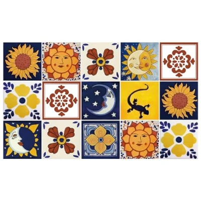 Imagen de Ulticool pegatinas impermeables para azulejos sol mexicano gecko 15 x cm unidades autoadhesivas borde pared baño cocina