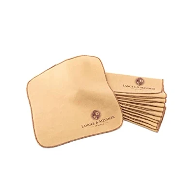 Imagen de Langer &amp; Messmer paños de Pulido para Cuero Liso algodón 100% en un práctico Juego el paño Cuidado Profesional del Calzado (Burdeos Beige)