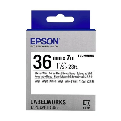 Imagen de LabelWorks LW 1000P Epson LK 7WBVN cinta negra sobre blanco 36 mm
