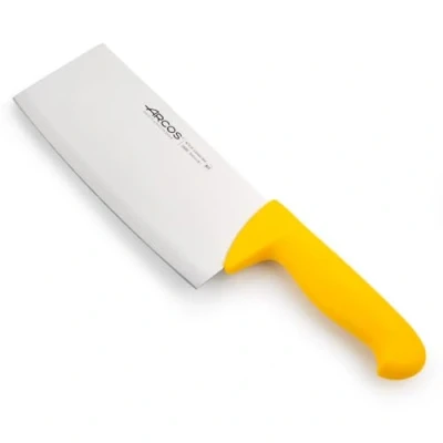 Imagen de Arcos Cuchillo Carnicero Cleaver Hoja Acero Inoxidable 8&quot; Mango Polipropileno Plateado istema Identificación Color Resistente y Higiénico Serie 2900 Amarillo