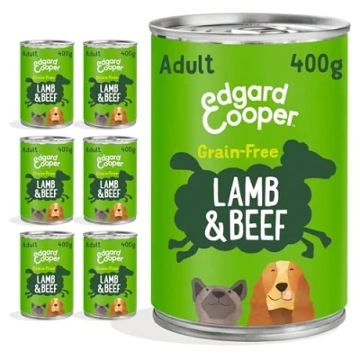 Imagen de Edgard &amp; Cooper Comida Húmeda para Perros Adultos Latas Natural Sin Cereales Paté 400g x 6 Cordero Ternera Fresco, Alimentación Sana Sabrosa y Equilibrada, Carne Fresca
