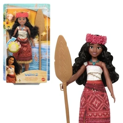Imagen de Mattel Disney Vaiana 2 Aventura musical de Muñeca con atuendo característico y accesorios, canta We&#039;re Back en cuatro idiomas, JBT62