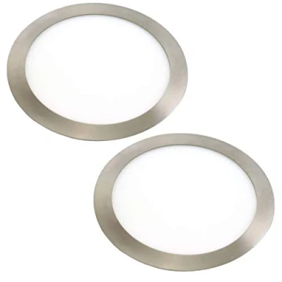 Imagen de Jandei 2x Downlight LED 18W Redondo, Plano Empotrable, Blanco Neutro 4200K, 1440 Lum, Interior IP20 con Marco Acabado Acero, Hueco de Corte 200mm Transformador Incluido