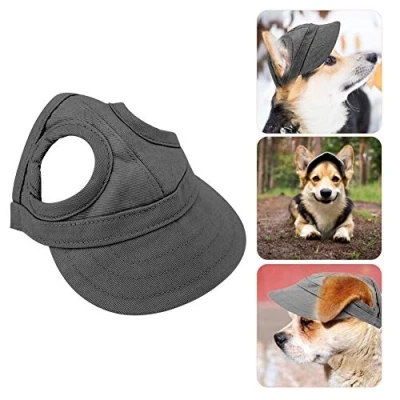 Imagen de Pssopp Gorra Perro Mascota Deportes de béisbol Exterior Sunbonnet Sol Moda Raya Ajustable Sombrero Viaje Verano con Orificios (S Negro)