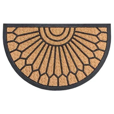 Imagen de Hanse Home Felpudo semicircular de Coco y Goma, para Interior Exterior, atrapa la Suciedad, Natural, Alfombrilla Exteriores, Resistente a Intemperie Antideslizante,